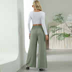 Irffinity Elastic High Waist Wide Leg Pants For Women