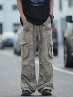 Irffinity Camouflage Workwear Pants for Men Wide Leg