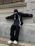 Irffinity Unisex Casual Multi Pocket Loose Overalls Brown