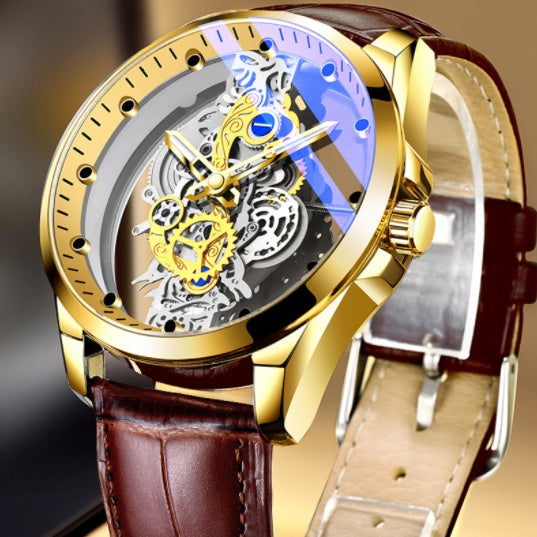 Irffinity Men Skeleton Automatic Watch Gold Luxury Vintage