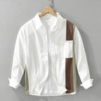 Irffinity Mens Cotton Stitching Long Sleeve Shirt Stylish
