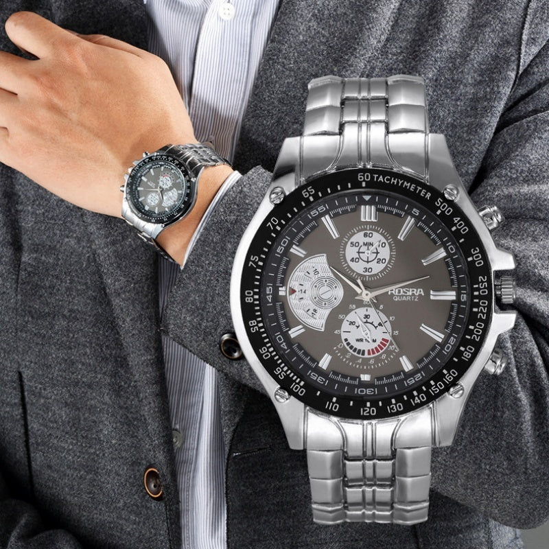Irffinity Mens Stainless Steel Quartz Watch Luminous