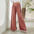 Irffinity Elastic High Waist Wide Leg Pants For Women