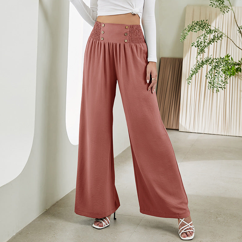 Irffinity Elastic High Waist Wide Leg Pants For Women
