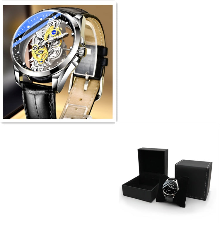 Irffinity Men Skeleton Automatic Watch Gold Luxury Vintage