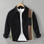 Irffinity Mens Cotton Stitching Long Sleeve Shirt Stylish