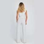 Irffinity Womens Sleeveless Jumpsuit V Neck Wide Leg Chic