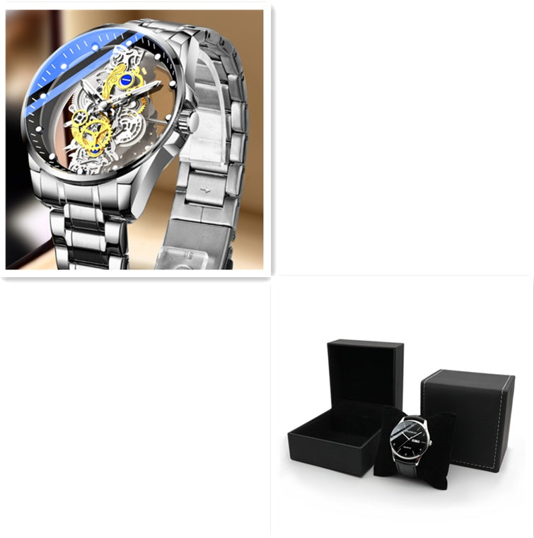 Irffinity Men Skeleton Automatic Watch Gold Luxury Vintage